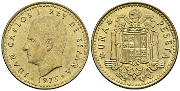 Испания 1 песета 1975 (76) Хуан Карлос I (1975-2001) KM 806 алюминиевая бронза 85-711