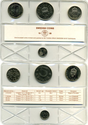 Швеция набор из 4 монет 1989 Карл XVI Густав (1973- ) официальный набор монетного двора UNC 2-4-1-39