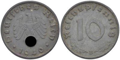 Германия 10 рейхспфеннигов 1940 B KM 101, J. 371 цинк 4401-513
