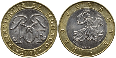 Монако 10 франков 2000 Ренье III (1949-2005) KM 163 биметалл 4364-1534