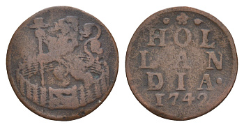 Нидерланды, Голландская Республика, Голландия 1 дуит 1742 KM 80 медь 4655-549