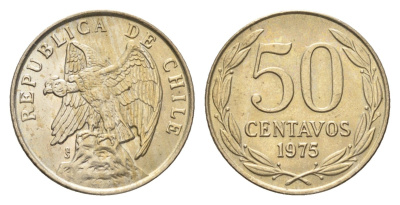 Чили 50 сентаво 1975 KM 206 медно-никель UNC 4664-116