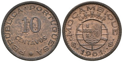 Мозамбик 10 сентаво 1961 KM 83 бронза 4147-657