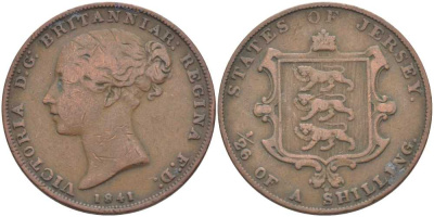 Джерси 1/26 шиллинга 1841 Виктория (1837-1901) KM 2 медь 3996-812