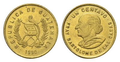 Гватемала 1 сентаво 1990 KM 275 латунь UNC 4668-959