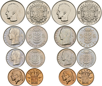 Бельгия набор из 8 монет 1977 Belgie - Belgique,в оригинальной коробке мондвора UNC 2-5-1-05