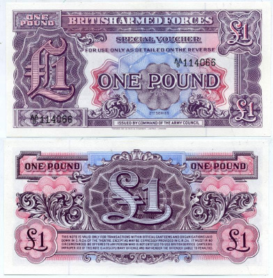 АНГЛИЯ 1 ФУНТ 1948 2 СЕРИЯ, ДЛЯ ВООРУЖЕННЫХ СИЛ Pick М22 бумага UNC (ПРЕСС) 7552-54-3