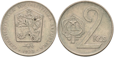 Чехословакия 2 кроны 1973 KM 75 медно-никель    4143-334