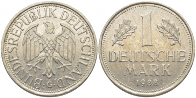 ФРГ 1 МАРКА 1990 J J.385, KM 110 медно-никель 3856-235