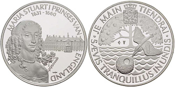 Нидерланды медаль ND Мария Стюарт Принцесса Англии (1631-1660), диаметр 38 мм., вес 25,12 гр.  серебро  PROOF  1078-6-13