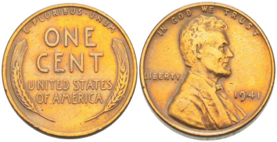 США 1 ЦЕНТ 1941 ЛИНКОЛЬН KM 132 бронза 3309-448