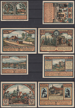 Рода полный набор из 4 нотгельдов (20, 25 и 50 пфеннигов) 1921 Grabowski 1128.1 бумага UNC (пресс) 7556-4-1-2