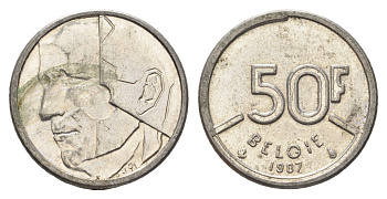 Бельгия 50 франков 1987 Belgie, Бодуэн I (1951-1993) KM 169 никель 4706-131