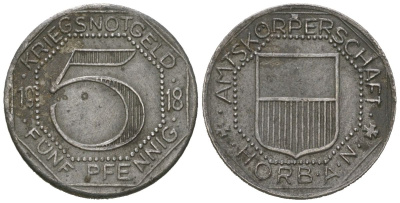 Хорб (Вюртемберг) 10 пфеннингов 1918 Funck 222.2, Men05 11980.2, Men18 15002.2 железо 4164-316