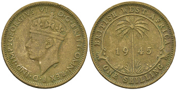 Британская Западная Африка 1 шиллинг 1945 Георг VI (1936-1952) KM 23 никель латунь 4620-332