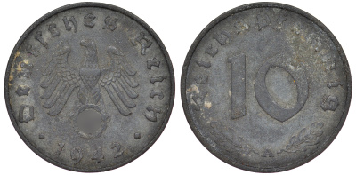 Германия 10 рейхспфеннигов 1942 A KM 101, J 371 цинк 25-1733