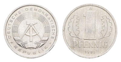 ГДР 1 пфенниг 1981 A KM 8.2 алюминий aUNC 4647-765