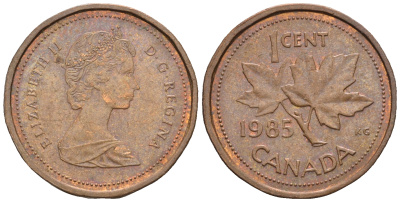 Канада 1 цент 1985 Елизавета II (1952-2022), кленовый лист KM 132 бронза 4609-218