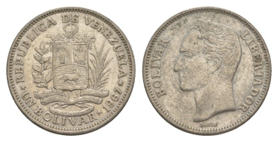 Венесуэла 1 боливар 1967 Симон Боливар Y 42 никель 4584-912