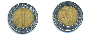 Мексика 1 песо 2007 KM 603 биметалл 176-1252