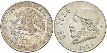 Мексика 1 песо 1971 Хосе Мария Морелос KM 460 медно-никель 202-1142