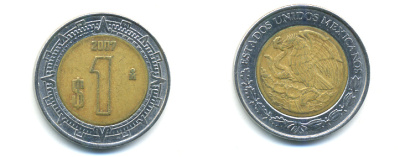 Мексика 1 песо 2007 KM 603 биметалл 176-1252