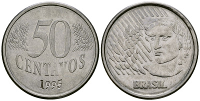 Бразилия 50 сентаво 1995 KM 635 нержавеющая сталь 4167-256