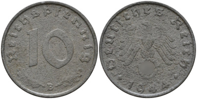 Германия 10 рейхспфеннигов 1944 B KM 101, J.371 цинк 4151-326