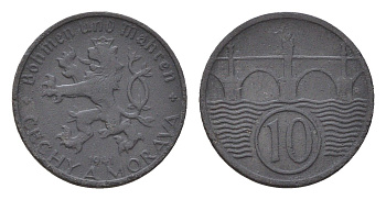 Богемия и Моравия 10 геллеров 1941 KM 1 цинк 4643-1041