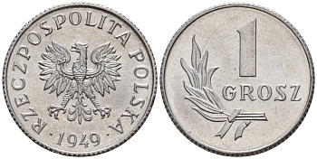 Польша 1 грош 1949 KM 39 алюминий UNC 4189-459