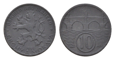 Богемия и Моравия 10 геллеров 1941 KM 1 цинк 4643-1041