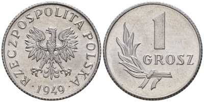 Польша 1 грош 1949 KM 39 алюминий UNC 4189-459