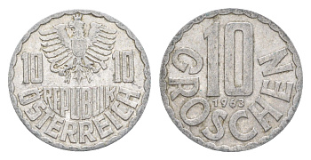 Австрия 10 грошей 1963 KM 2878 алюминий 4643-446