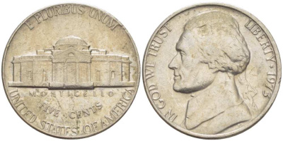 США 5 ЦЕНТОВ 1973 ДЖЕФФЕРСОН KM А192 медно-никель 119-1037