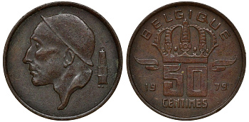 Бельгия 50 сантимов 1979 Belgique, Бодуэн I (1951-1993) KM 148.1 бронза 72-1014