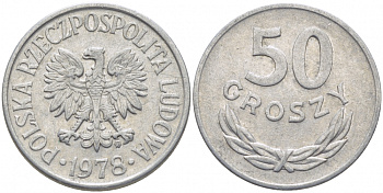ПОЛЬША 50 ГРОШЕЙ 1978 MW KM 48.1 алюминий 4448-217
