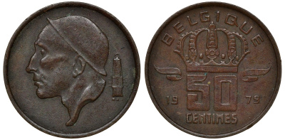 Бельгия 50 сантимов 1979 Belgique, Бодуэн I (1951-1993) KM 148.1 бронза 72-1014