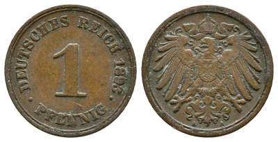 ГЕРМАНИЯ 1 ПФЕННИГ 1893 А KM 10, J. 10 медь 4380-113