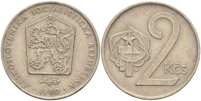 Чехословакия 2 кроны 1980 KM 75 медно-никель 4143-343