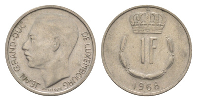 Люксембург 1 франк 1968 Герцог Жан (1964-1999) KM 55 медно-никель 4643-536