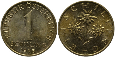 АВСТРИЯ 1 ШИЛЛИНГ 1995 KM 2886 алюминиевая бронза 33-612