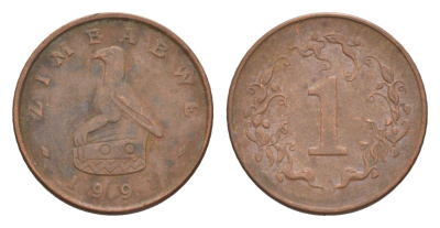 Зимбабве 1 цент 1991 птица-идол KM 1a сталь плакированная бронзой 4655-743