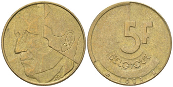 Бельгия 5 франков 1993 Belgique, Бодуэн I (1951-1993) KM 163 никель бронза 4616-1144