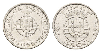 Португальский Тимор 3 эскудо 1958 год-тип KM 14 серебро 4669-815