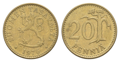 Финляндия 20 пенни 1976 KM 47 алюминиевая бронза 4648-422