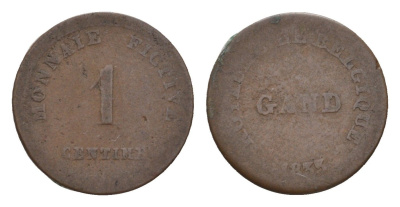 Бельгия, Гент 1 сантим 1833 жетон государственной тюрьмы KM 5 бронза 413-6633