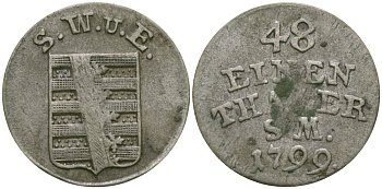 Саксен-Веймар-Эйзенах 1/48 талера 1799 S.W.U.E. KM 67 серебро 99-616