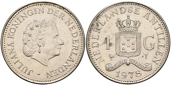 Нидерландские Антилы 1 гульден 1978 Юлиана (1948-1980) KM 12 никель 4587-735