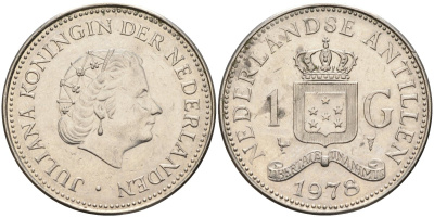 Нидерландские Антилы 1 гульден 1978 Юлиана (1948-1980) KM 12 никель 4587-735