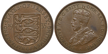 Джерси 1/12 шиллинга 1935 Георг V (1910-1936) KM 16 бронза 4383-821